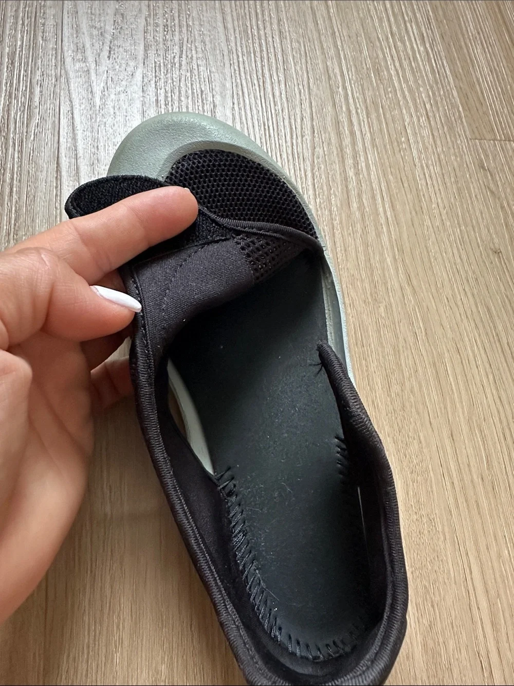 adidas Kids Black Slip-On Water Shoes with Light Gray Toe Caps